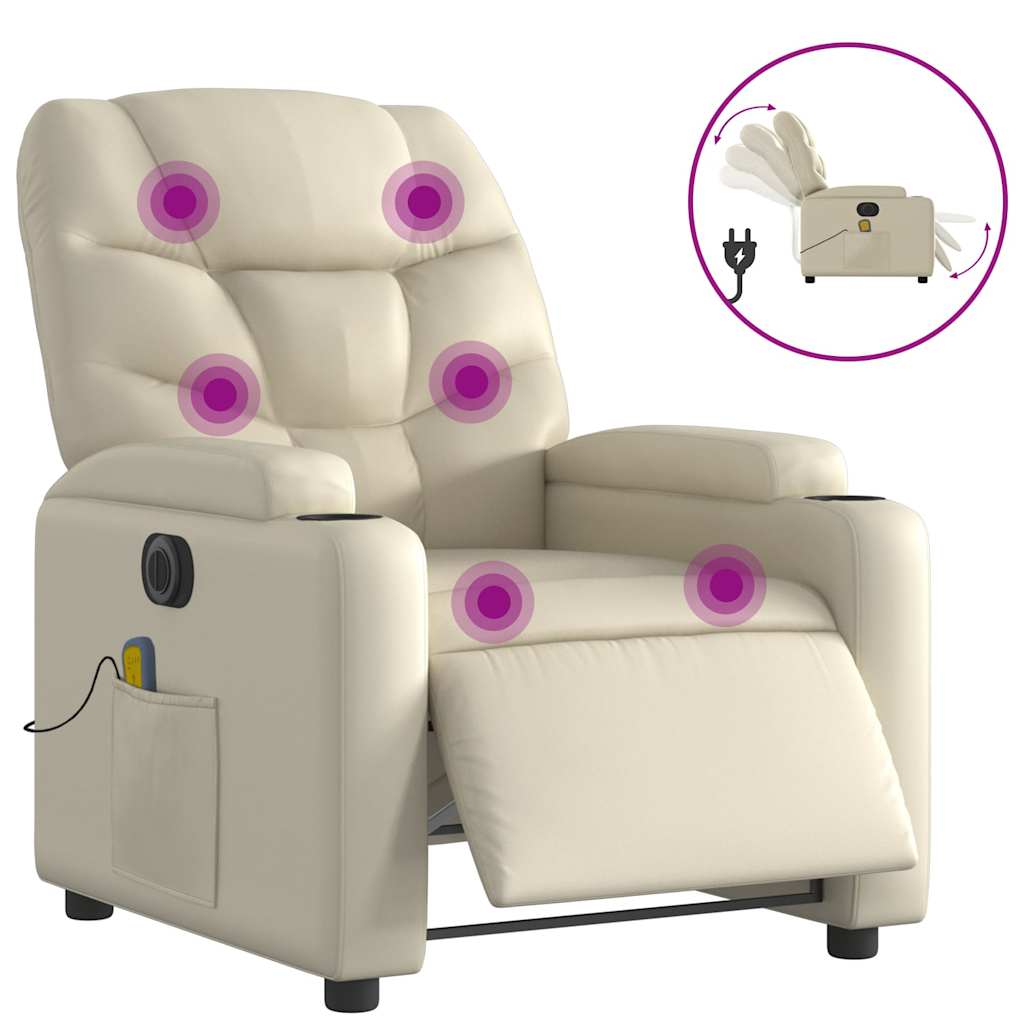 Fauteuil de massage inclinable électrique crème similicuir - XIOS