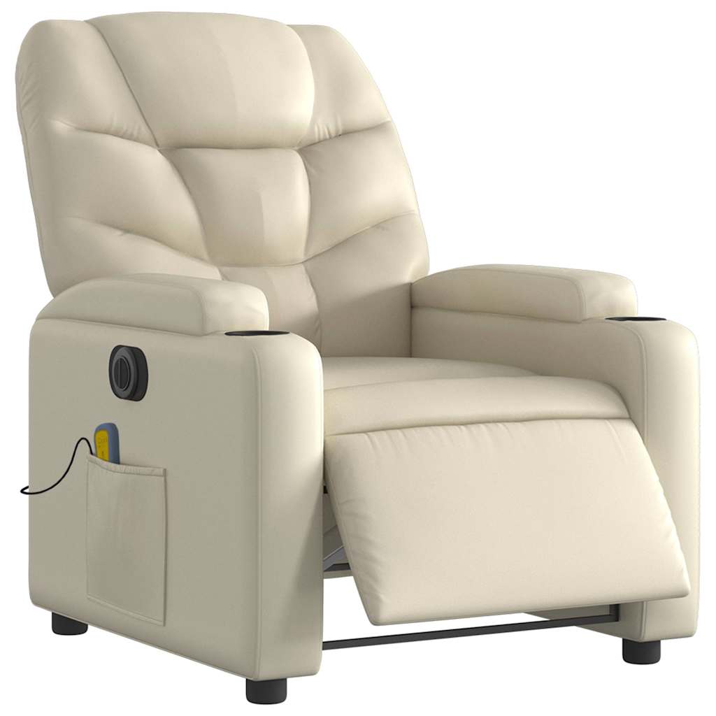 Fauteuil de massage inclinable électrique crème similicuir - XIOS