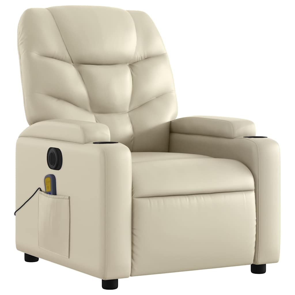 Fauteuil de massage inclinable électrique crème similicuir - XIOS