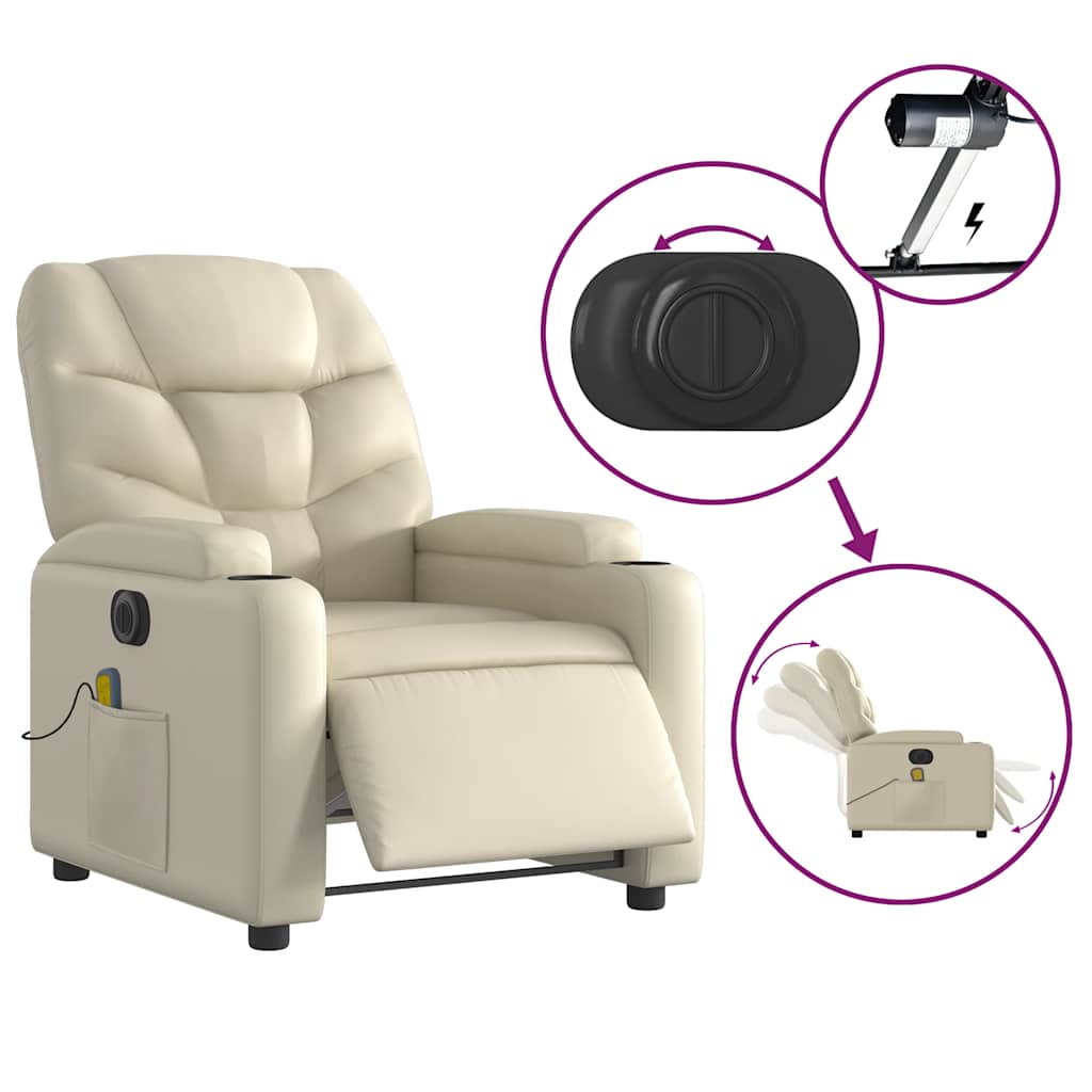 Fauteuil de massage inclinable électrique crème similicuir - XIOS