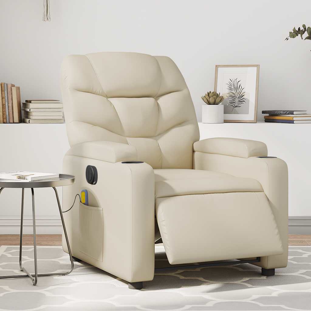 Fauteuil de massage inclinable électrique crème similicuir - XIOS