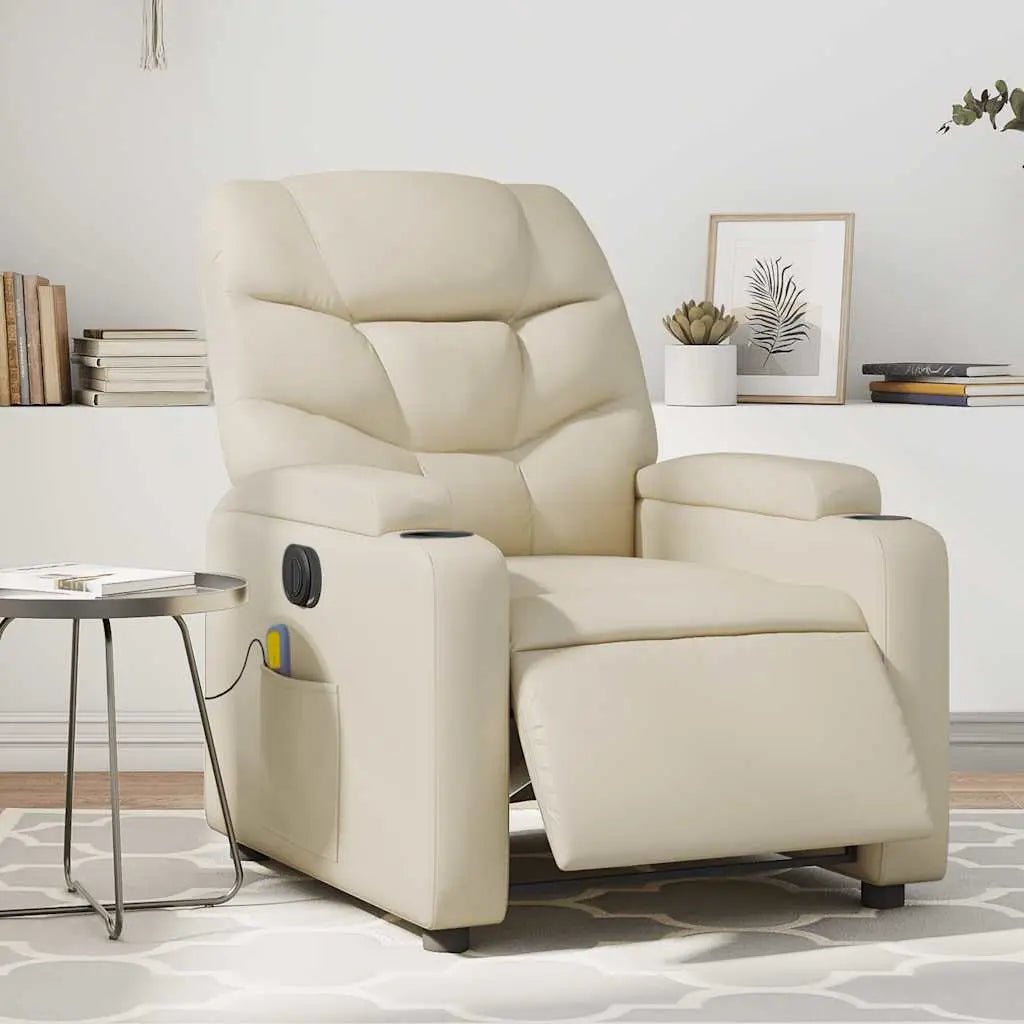 Fauteuil de massage inclinable électrique crème similicuir - XIOS