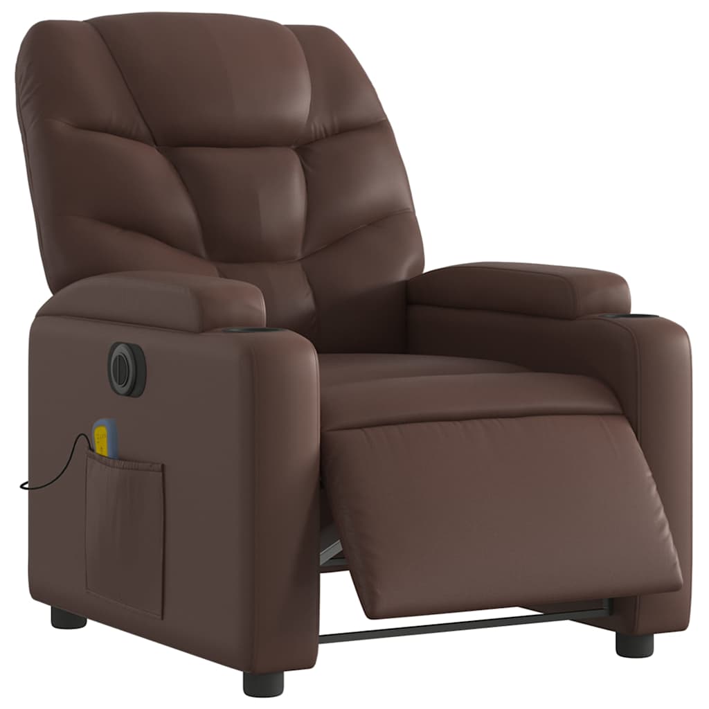 Fauteuil de massage inclinable électrique marron similicuir - XIOS