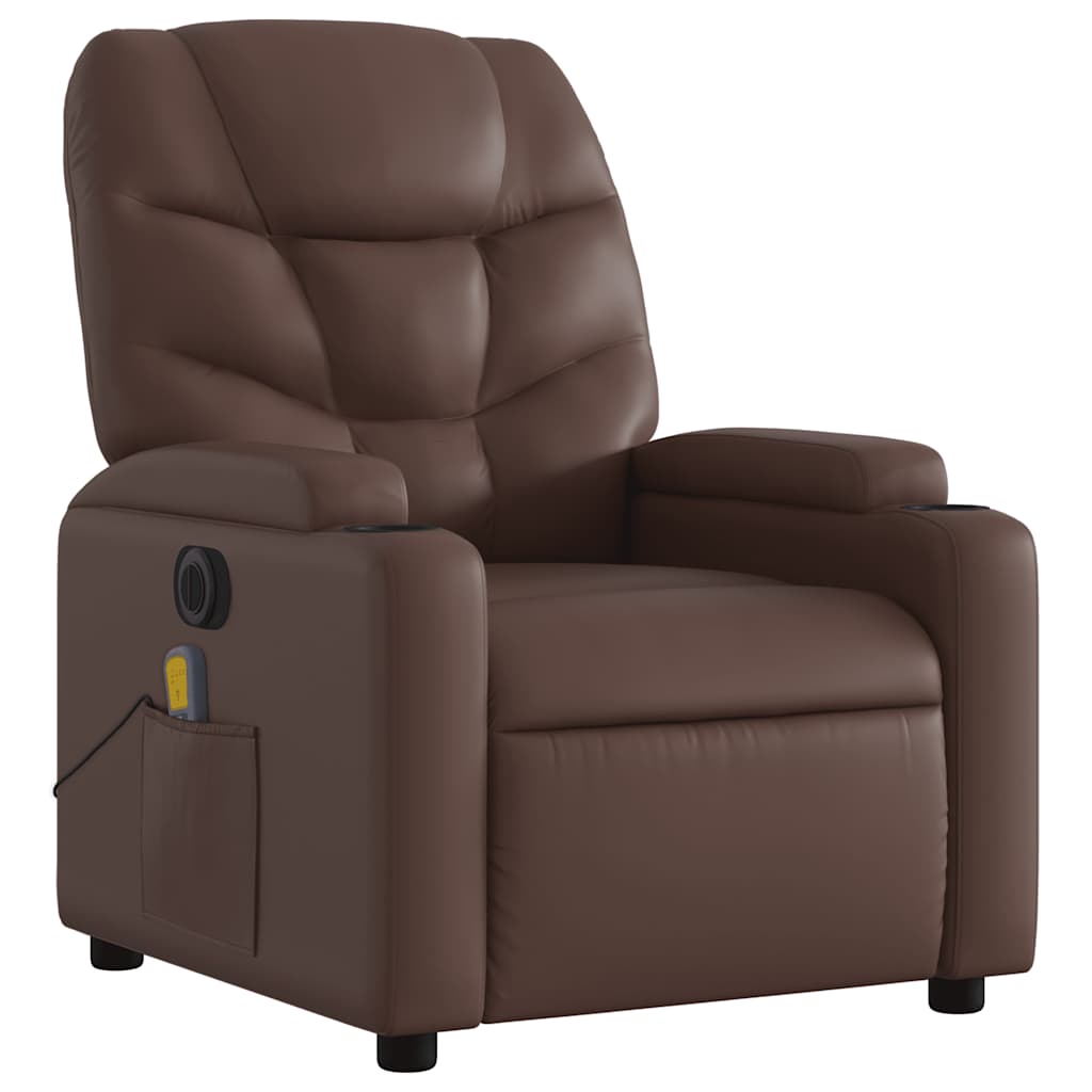 Fauteuil de massage inclinable électrique marron similicuir - XIOS