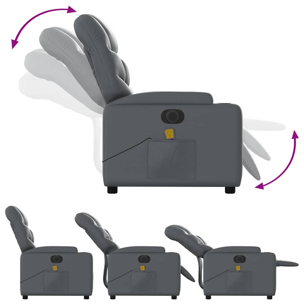 Fauteuil de massage inclinable électrique gris similicuir - XIOS