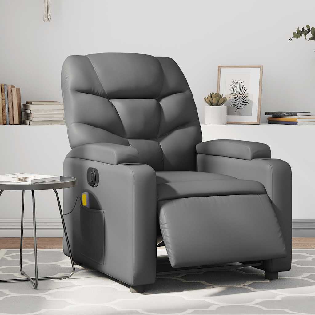Fauteuil de massage inclinable électrique gris similicuir - XIOS