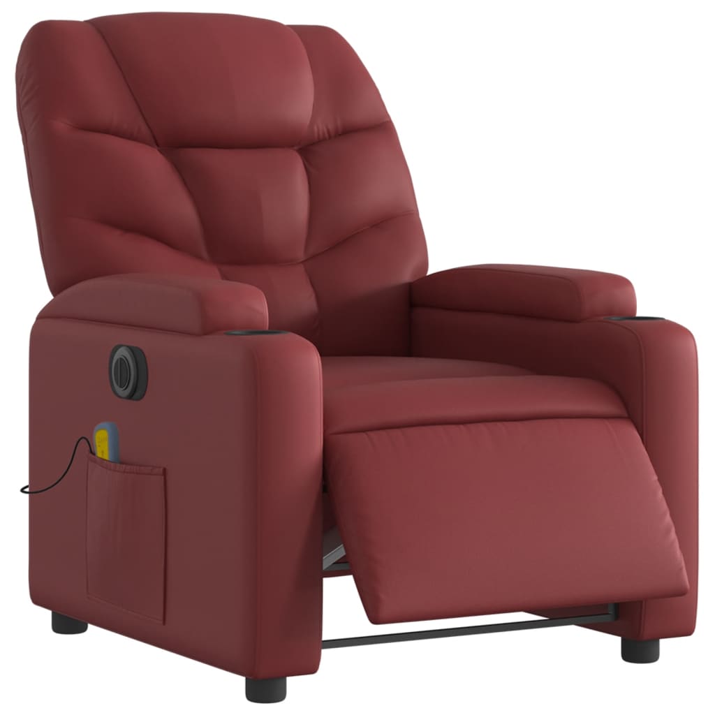 Fauteuil de massage inclinable électrique rouge bordeaux - XIOS