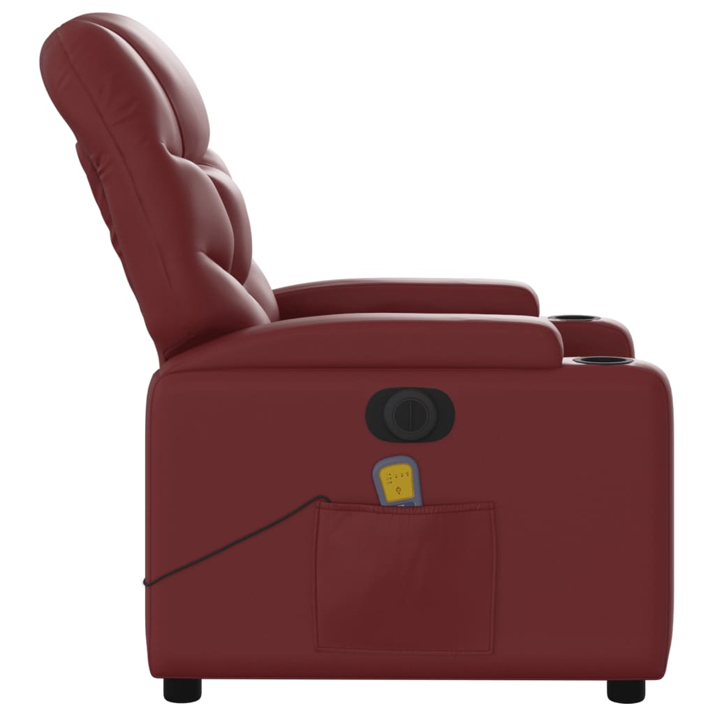 Fauteuil de massage inclinable électrique rouge bordeaux - XIOS