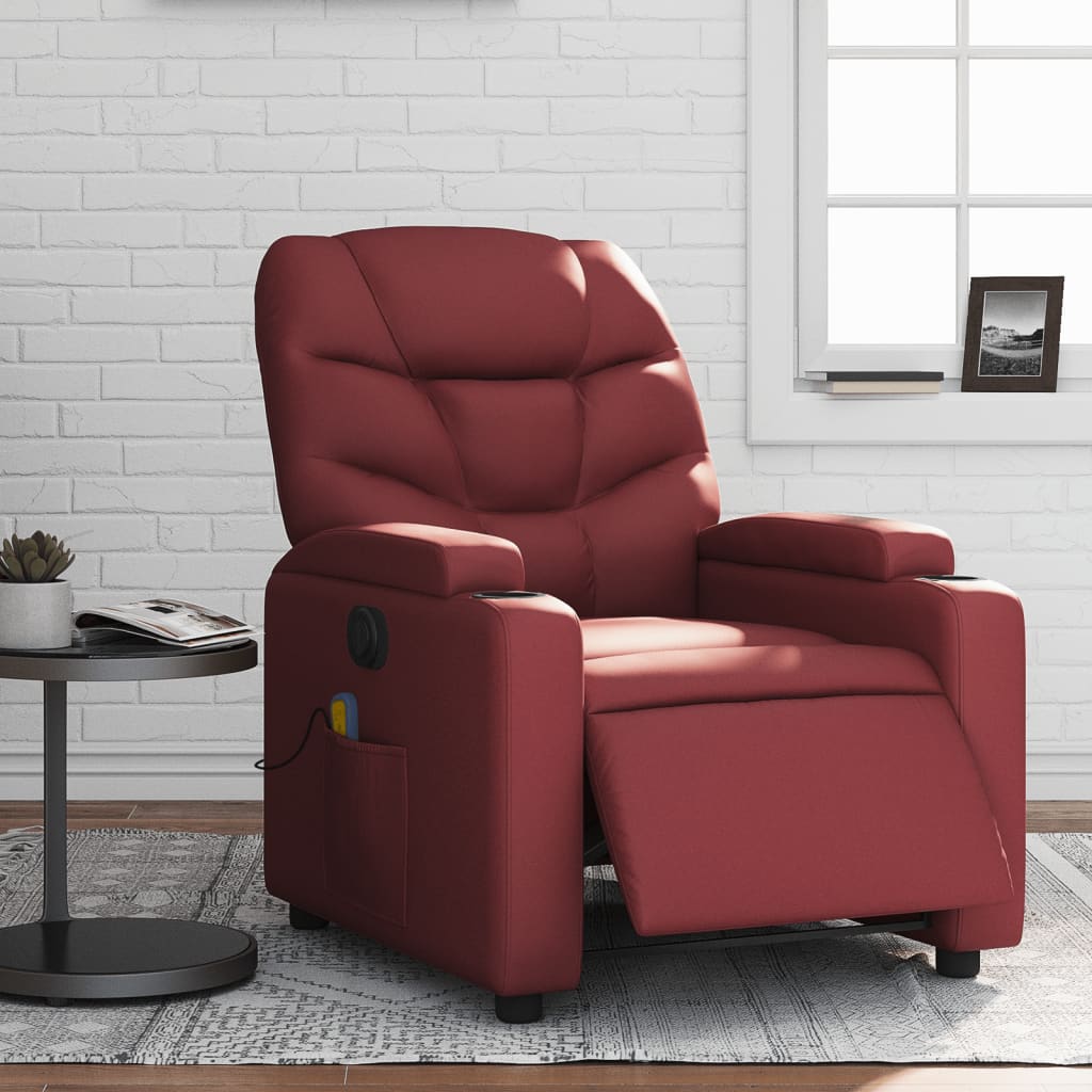 Fauteuil de massage inclinable électrique rouge bordeaux - XIOS