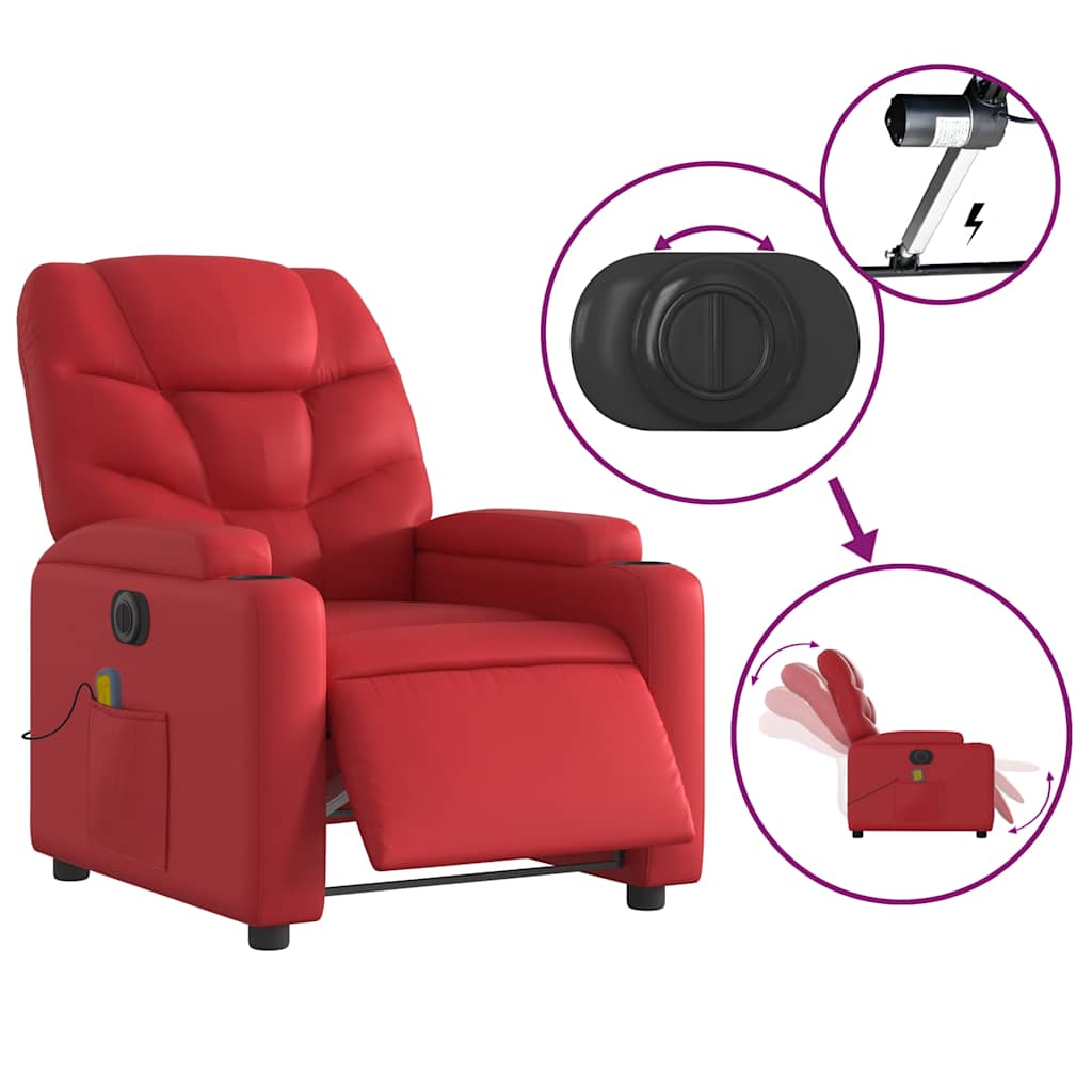 Fauteuil de massage inclinable électrique rouge similicuir - XIOS
