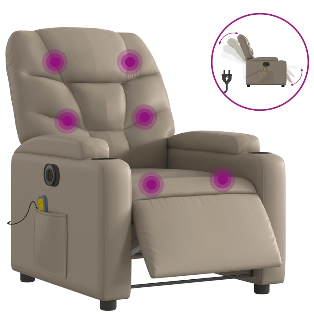 Fauteuil de massage inclinable électrique cappuccino similicuir - XIOS