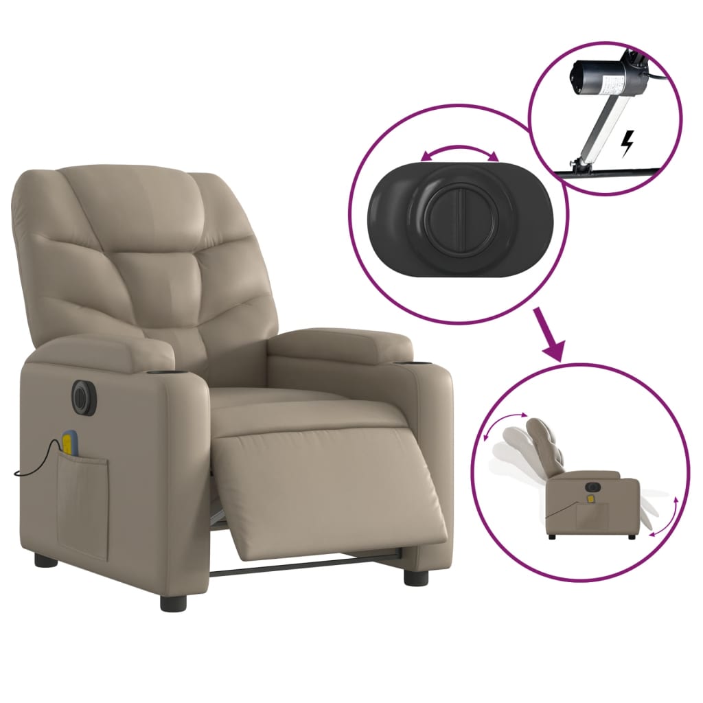 Fauteuil de massage inclinable électrique cappuccino similicuir - XIOS