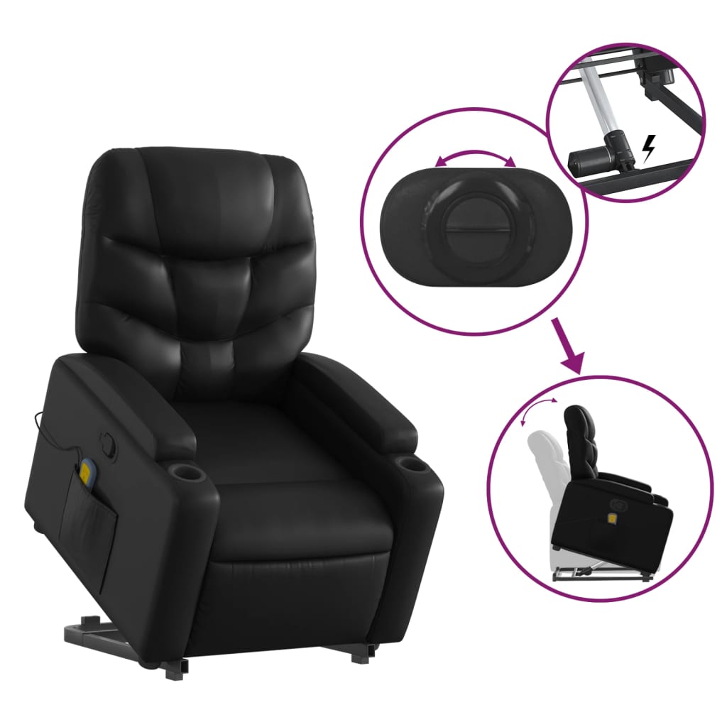 Fauteuil inclinable de massage Noir Similicuir - XIOS