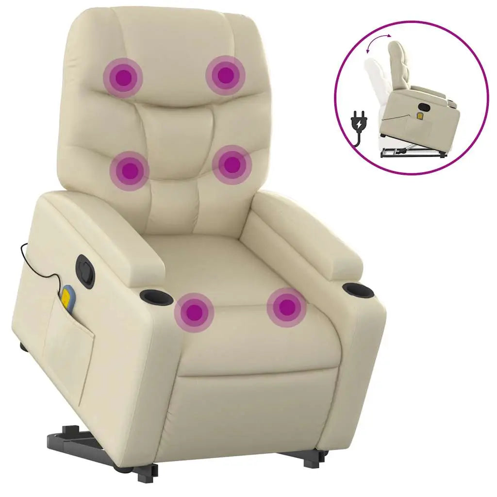 Fauteuil inclinable de massage Crème Similicuir - XIOS