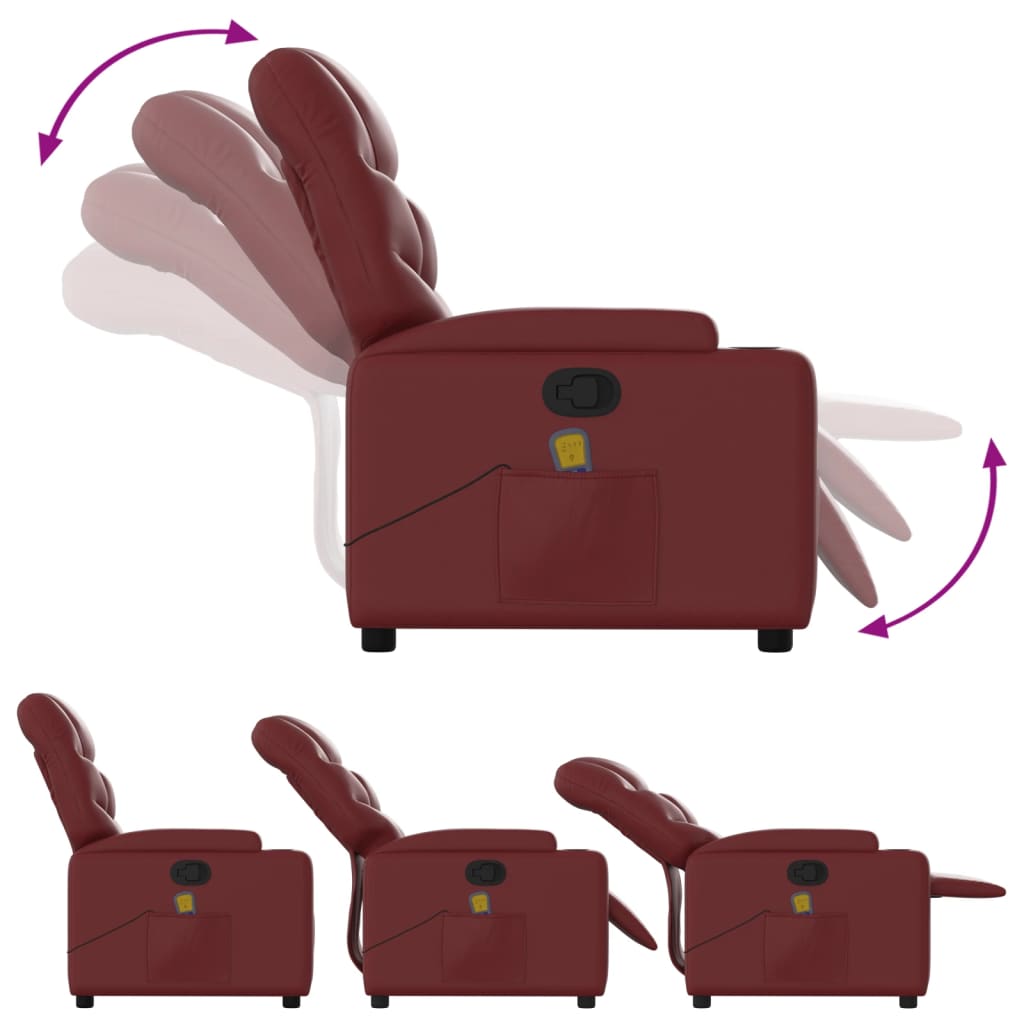 Fauteuil inclinable de massage Rouge bordeaux Similicuir - XIOS