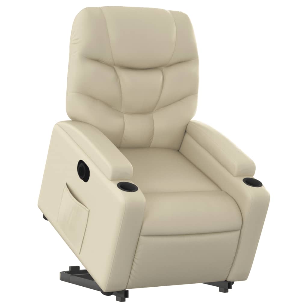 Fauteuil inclinable électrique crème similicuir