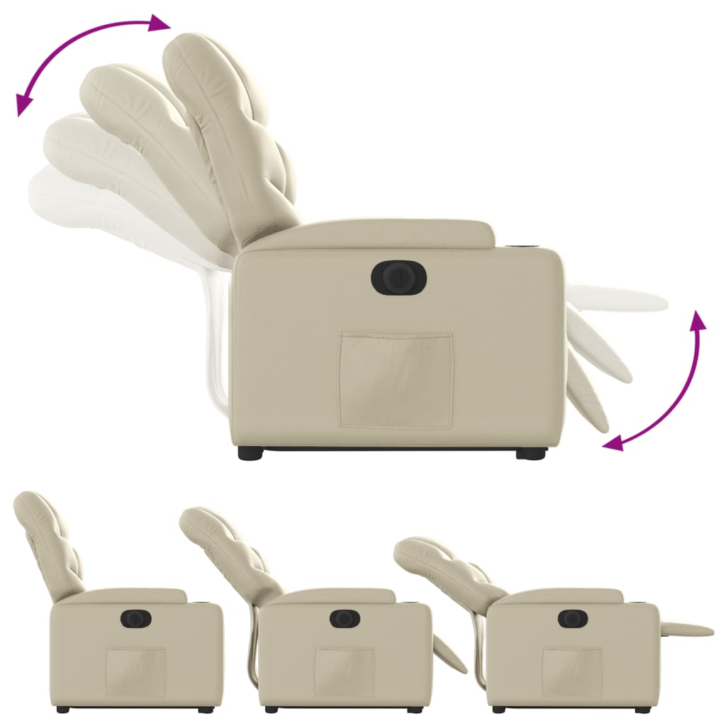 Fauteuil inclinable électrique crème similicuir
