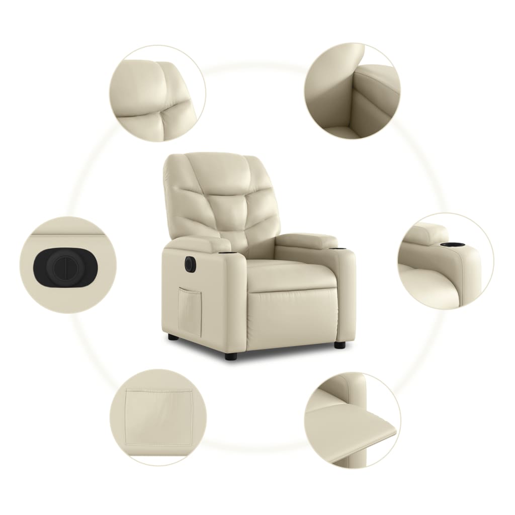 Fauteuil inclinable électrique crème similicuir