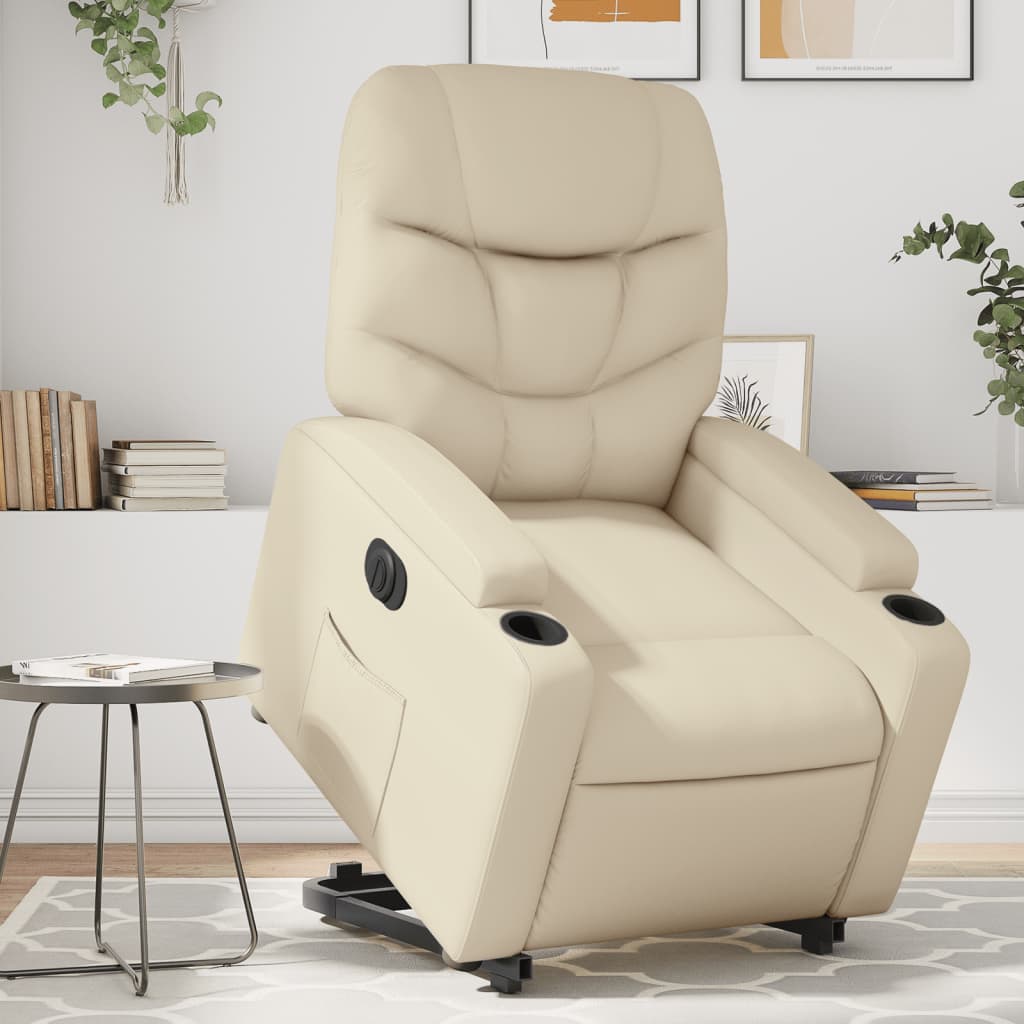 Fauteuil inclinable électrique crème similicuir - XIOS