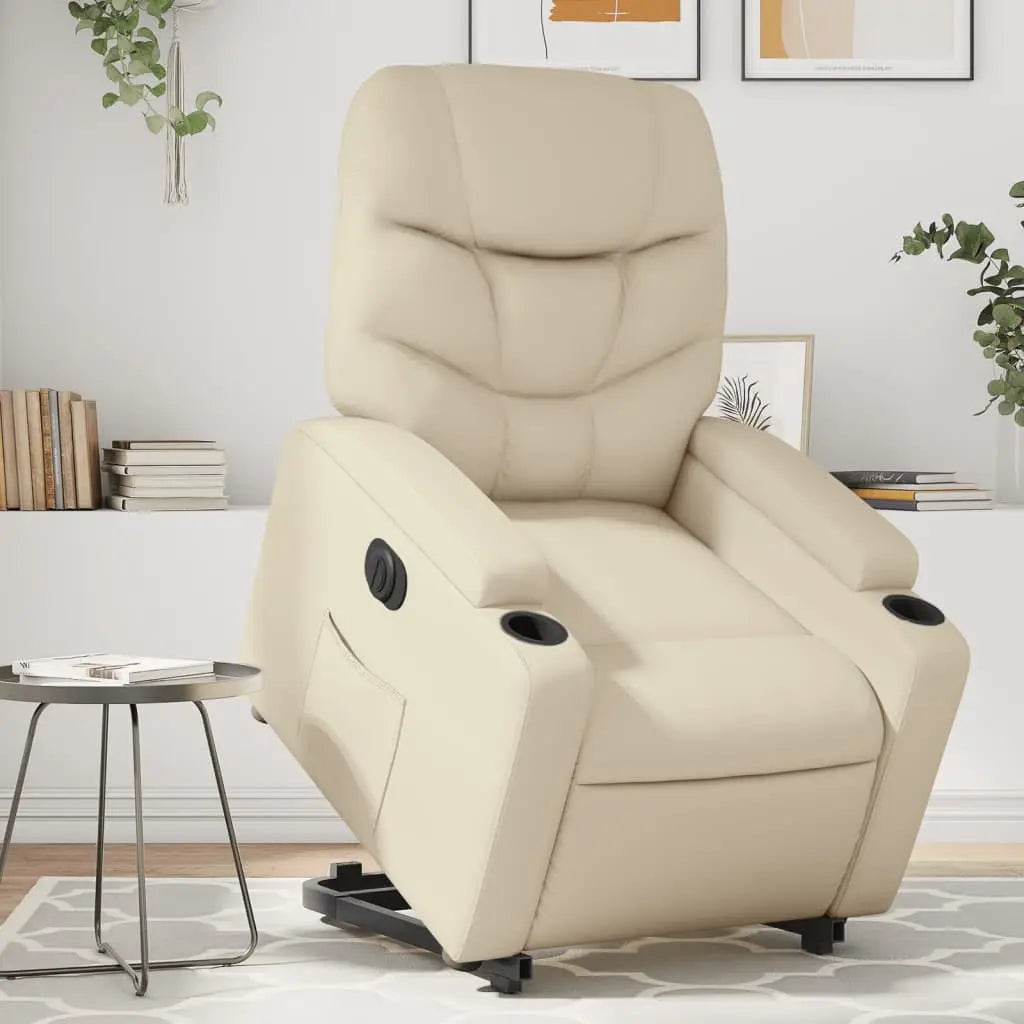 Fauteuil inclinable électrique crème similicuir - XIOS