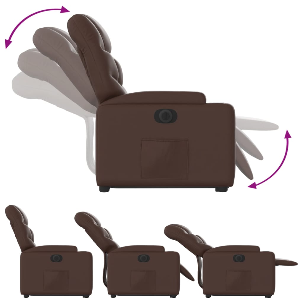 Fauteuil inclinable électrique marron similicuir - XIOS