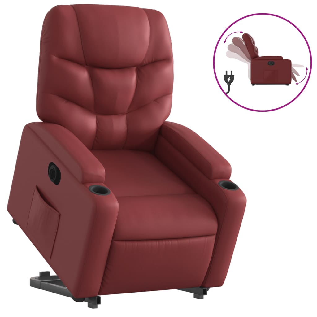 Fauteuil inclinable électrique rouge bordeaux similicuir - XIOS