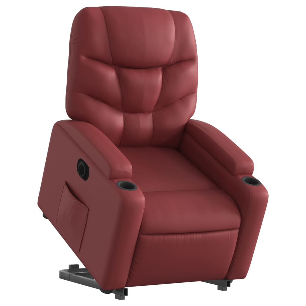 Fauteuil inclinable électrique rouge bordeaux similicuir - XIOS