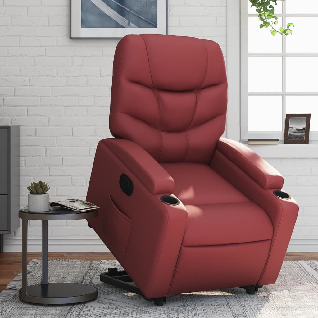 Fauteuil inclinable électrique rouge bordeaux similicuir - XIOS