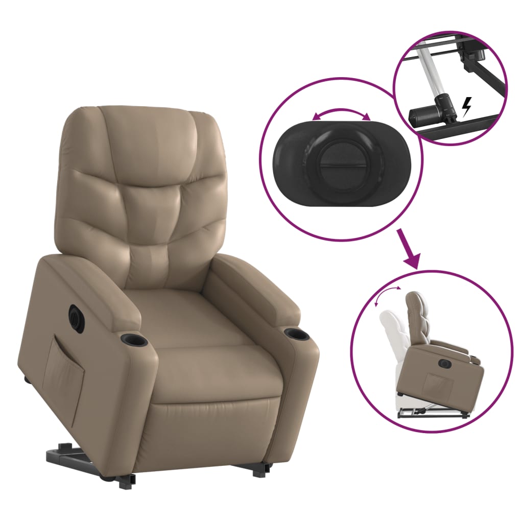 Fauteuil inclinable électrique cappuccino similicuir - XIOS