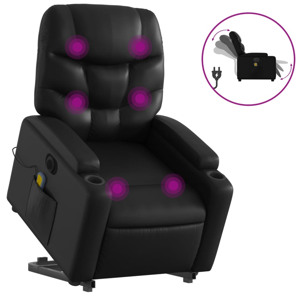 Fauteuil inclinable de massage électrique noir similicuir