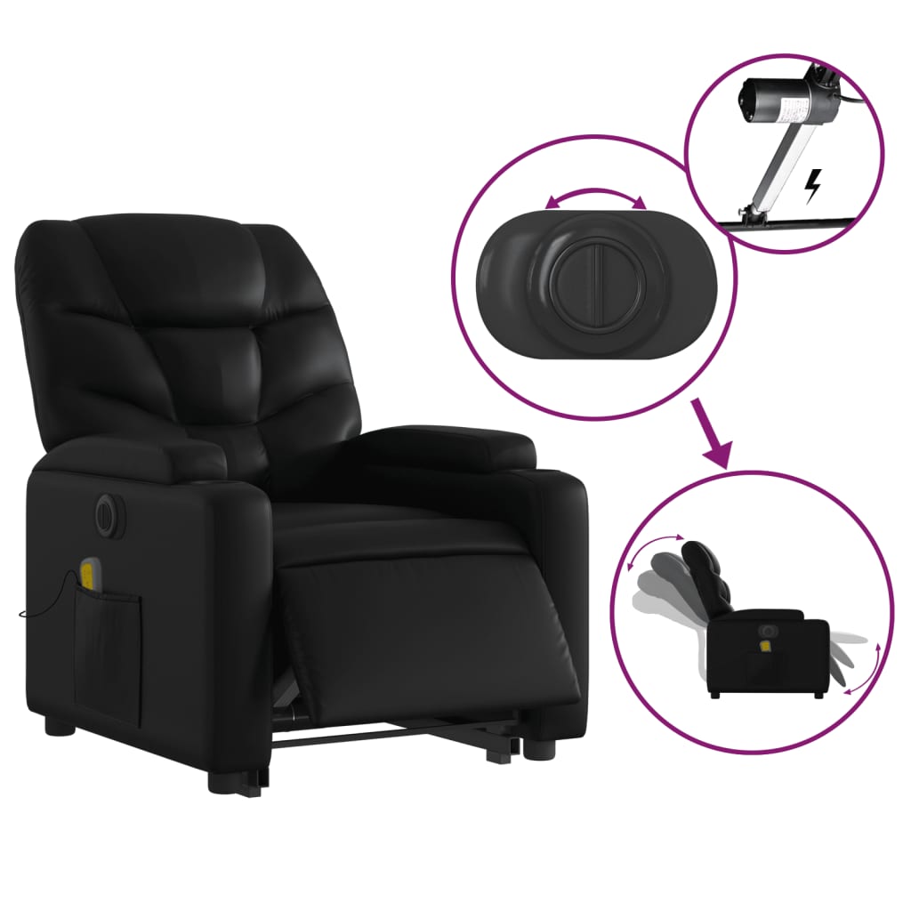 Fauteuil inclinable de massage électrique noir similicuir - XIOS