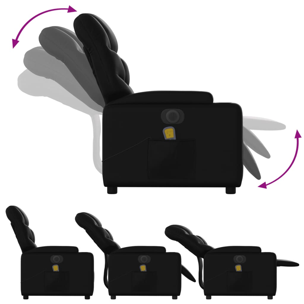 Fauteuil inclinable de massage électrique noir similicuir - XIOS