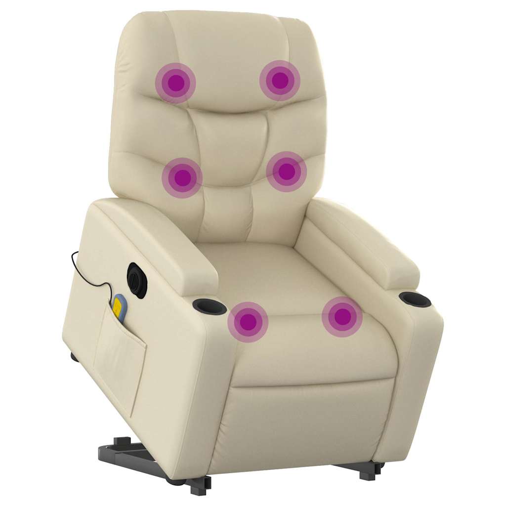 Fauteuil inclinable de massage électrique crème similicuir - XIOS