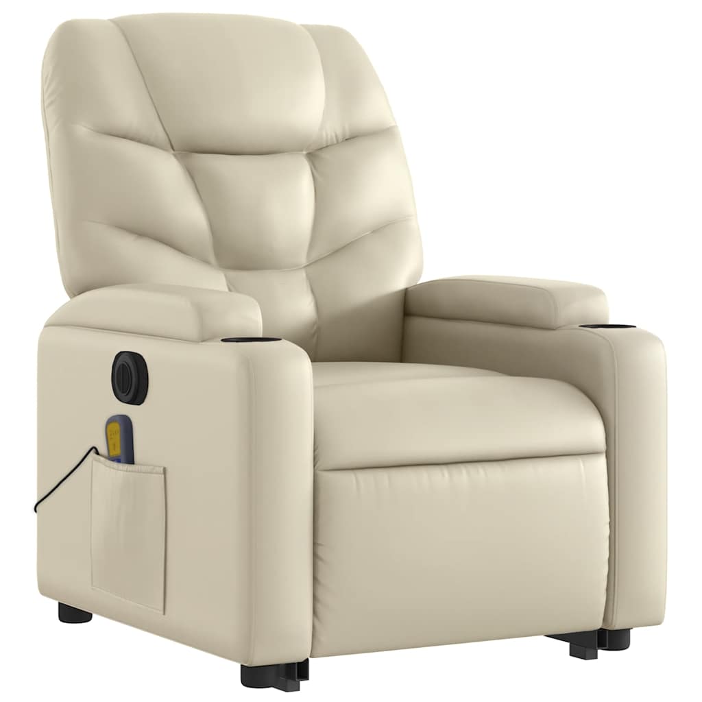 Fauteuil inclinable de massage électrique crème similicuir - XIOS