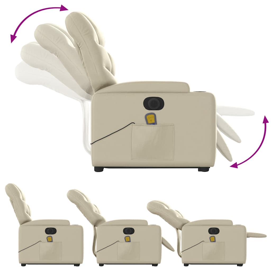 Fauteuil inclinable de massage électrique crème similicuir - XIOS