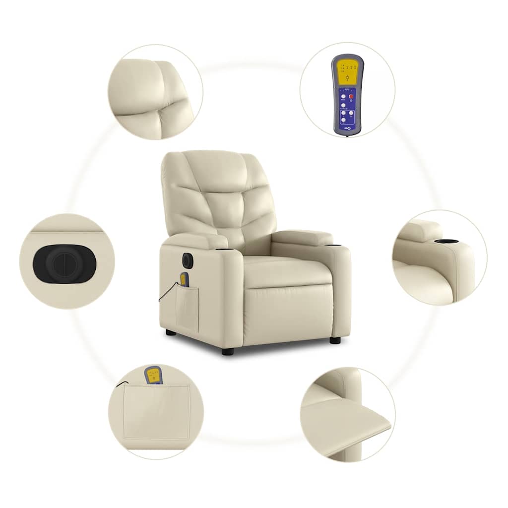 Fauteuil inclinable de massage électrique crème similicuir - XIOS