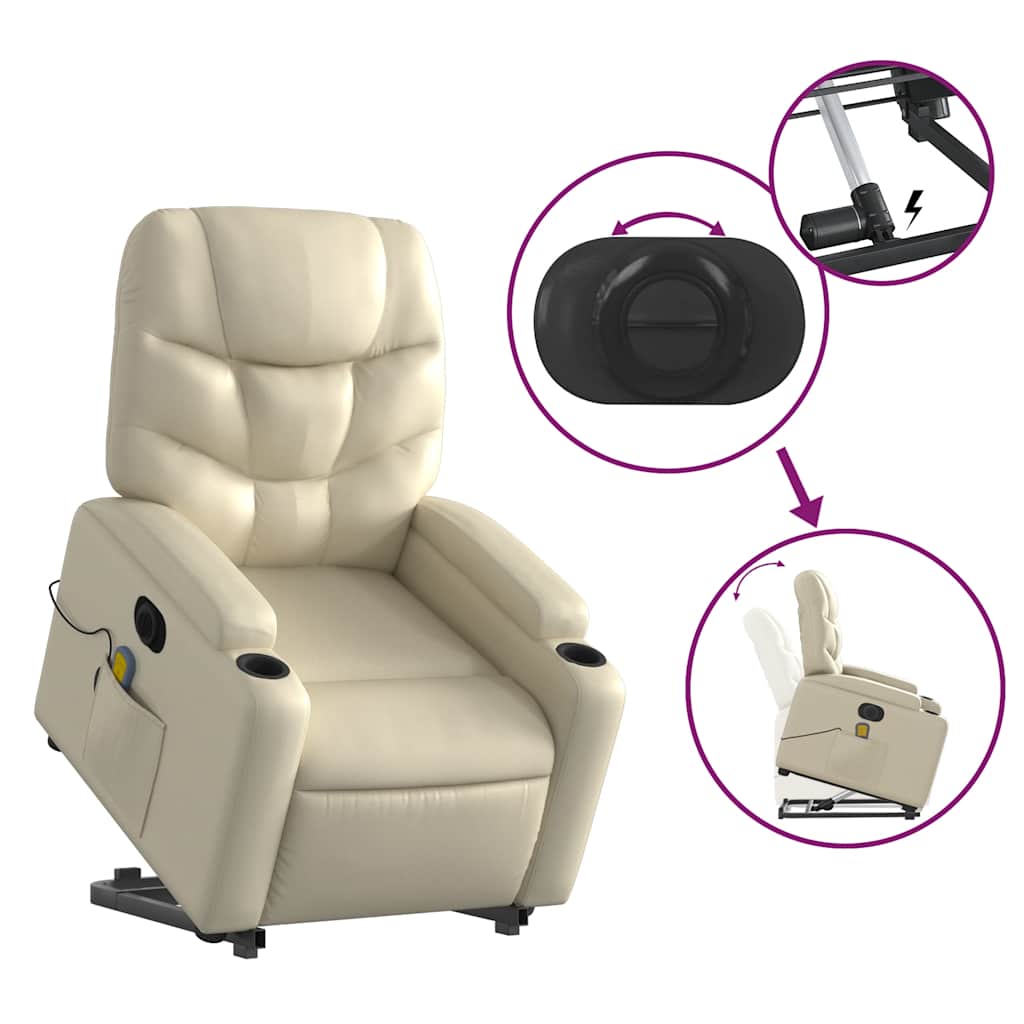 Fauteuil inclinable de massage électrique crème similicuir - XIOS