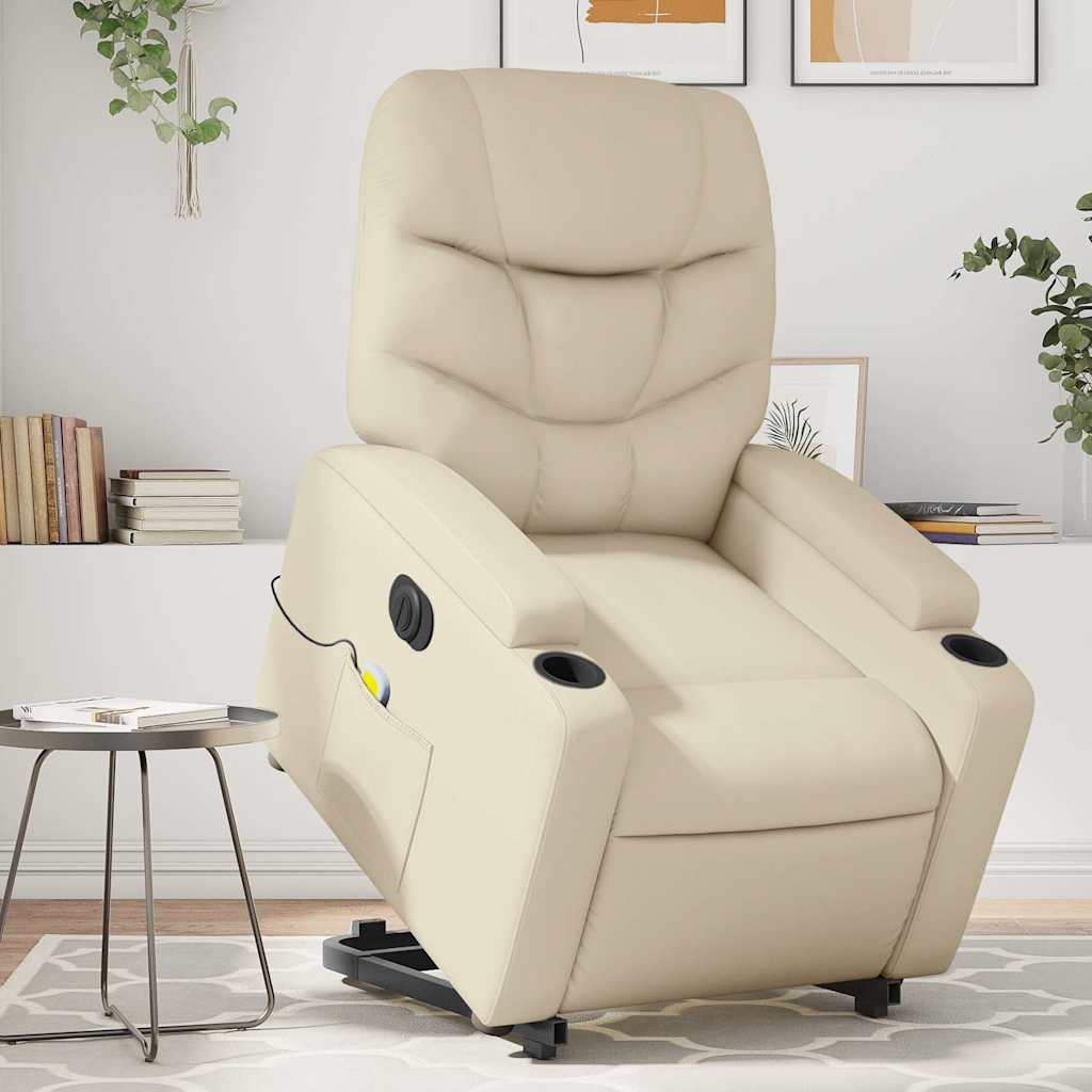 Fauteuil inclinable de massage électrique crème similicuir - XIOS