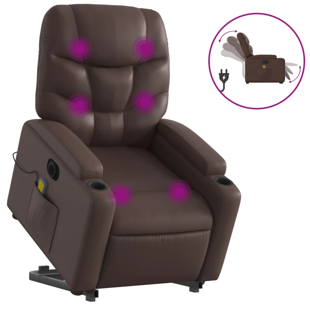 Fauteuil inclinable de massage électrique marron similicuir - XIOS
