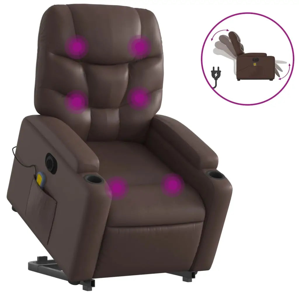 Fauteuil inclinable de massage électrique marron similicuir - XIOS