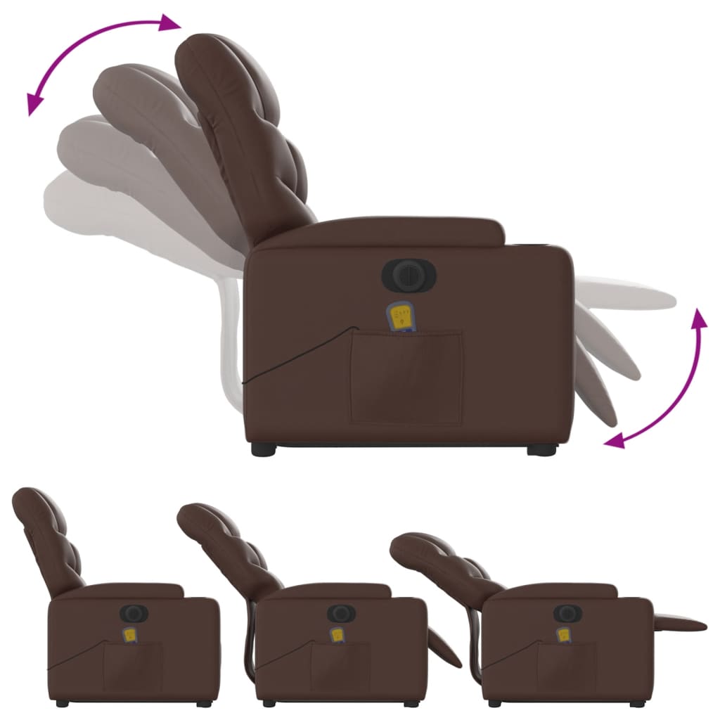 Fauteuil inclinable de massage électrique marron similicuir - XIOS