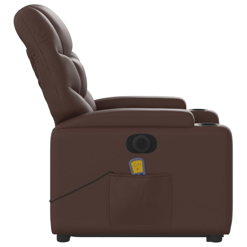 Fauteuil inclinable de massage électrique marron similicuir - XIOS