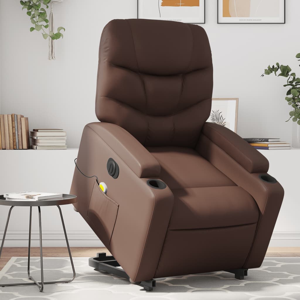 Fauteuil inclinable de massage électrique marron similicuir - XIOS