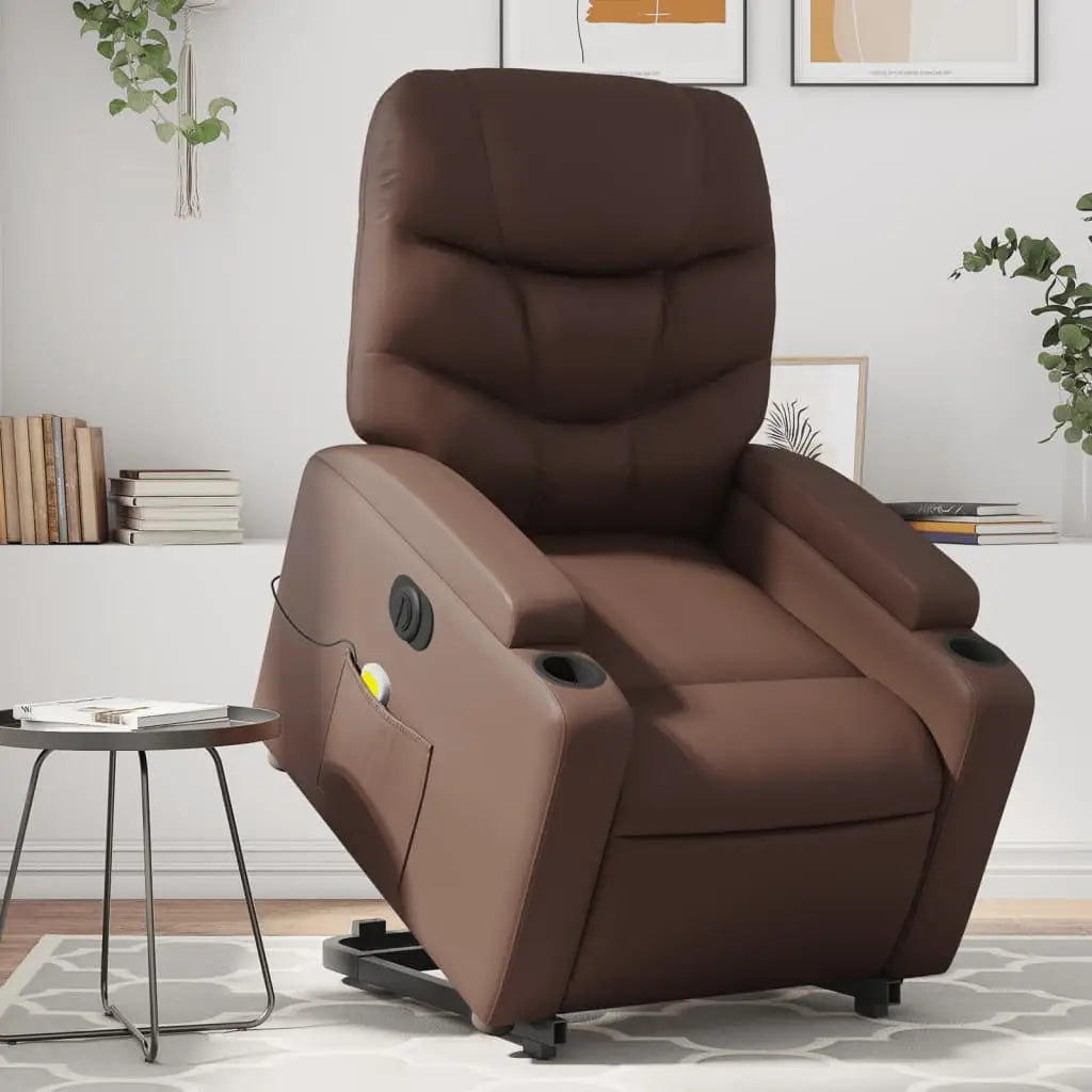 Fauteuil inclinable de massage électrique marron similicuir - XIOS