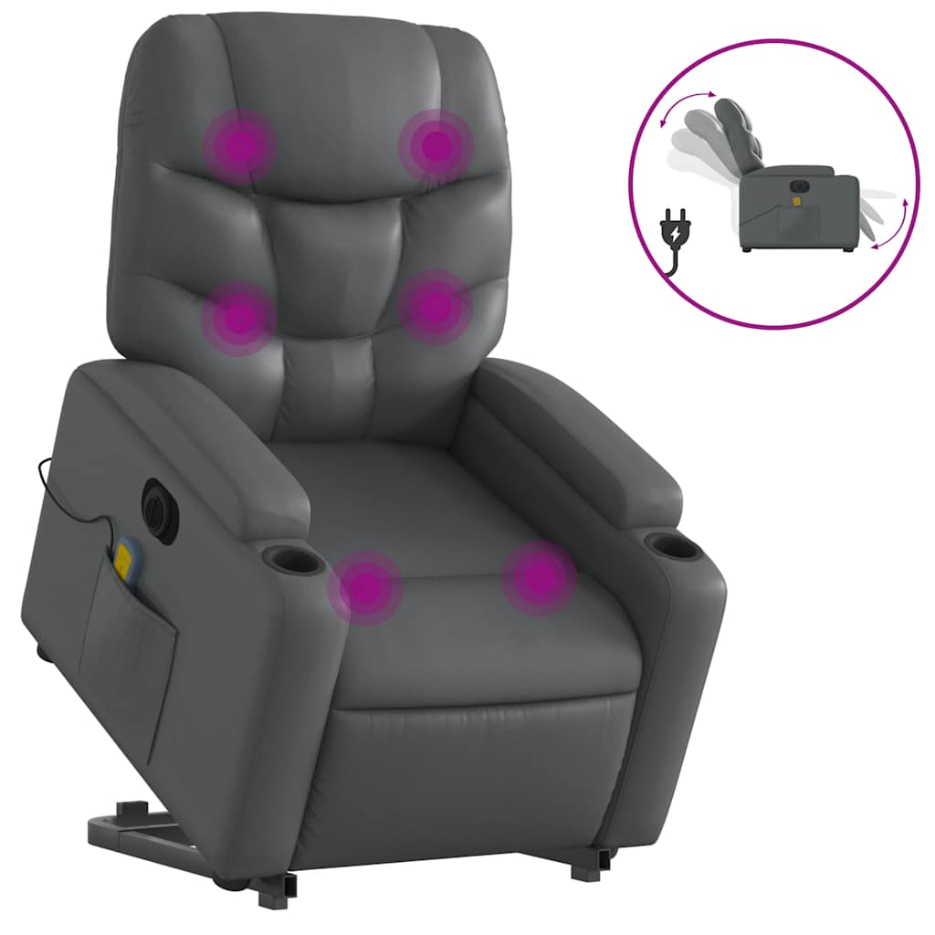 Fauteuil inclinable de massage électrique gris similicuir - XIOS