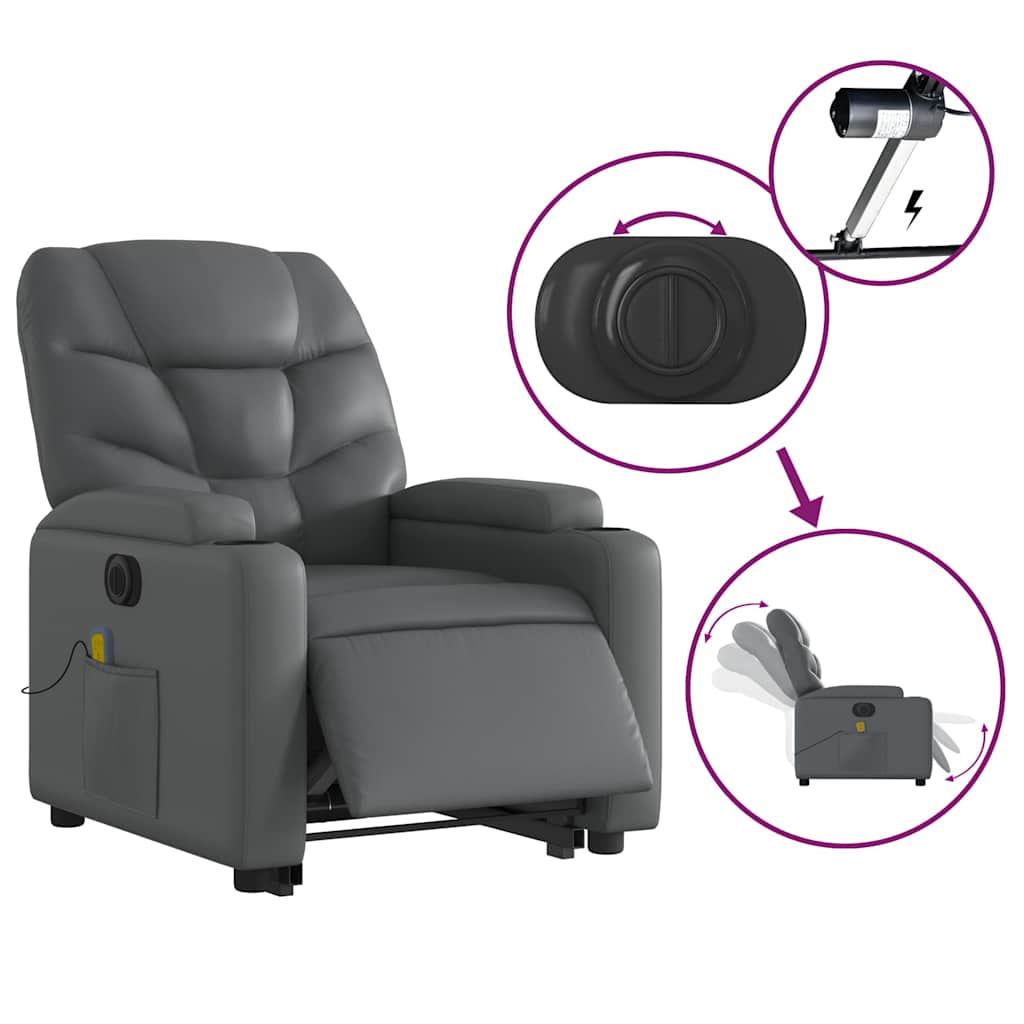 Fauteuil inclinable de massage électrique gris similicuir - XIOS