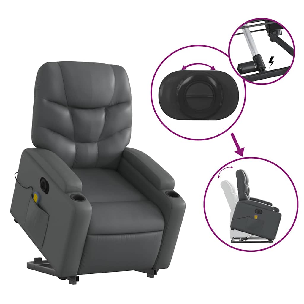 Fauteuil inclinable de massage électrique gris similicuir - XIOS