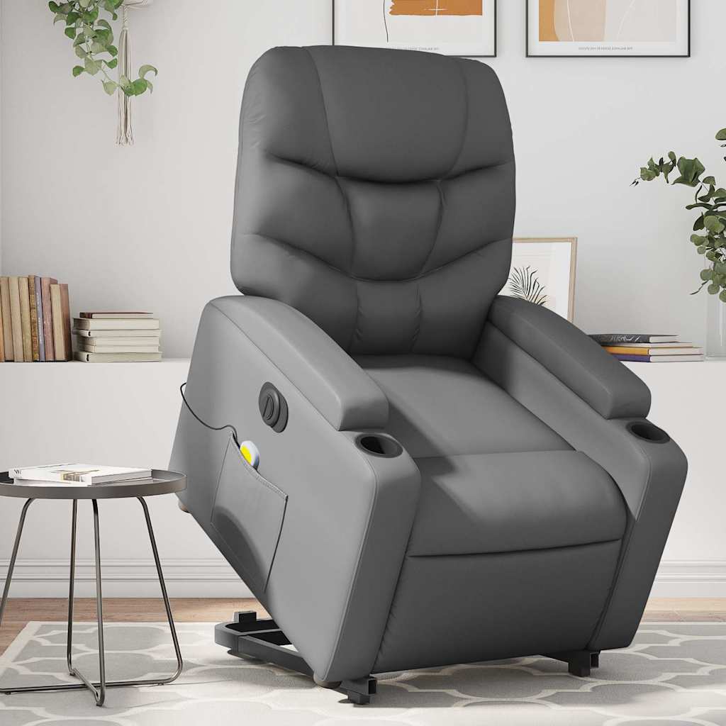 Fauteuil inclinable de massage électrique gris similicuir - XIOS