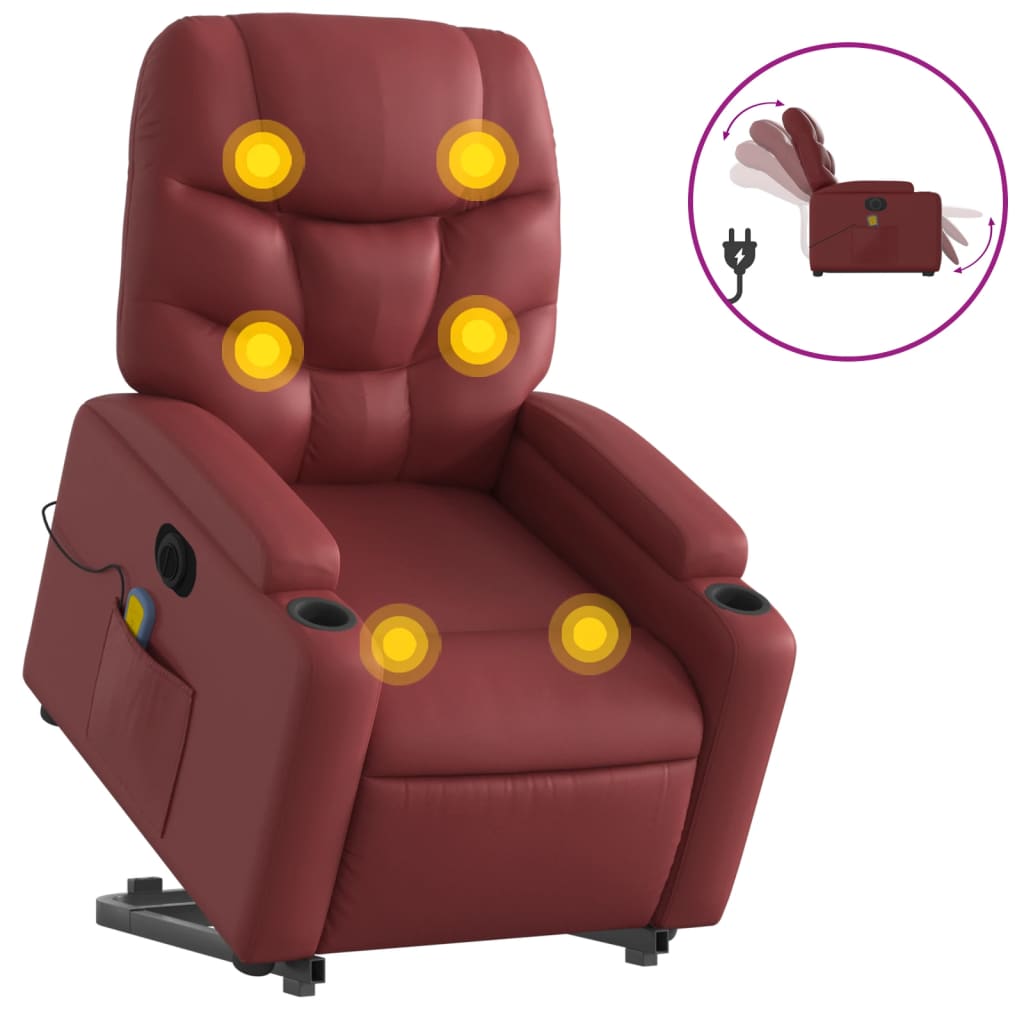 Fauteuil inclinable de massage électrique rouge bordeaux - XIOS
