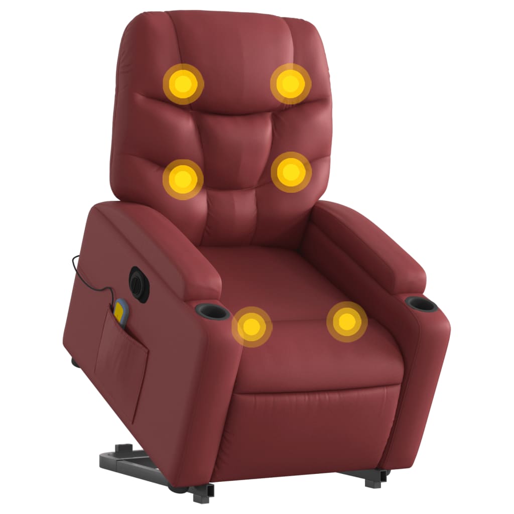 Fauteuil inclinable de massage électrique rouge bordeaux
